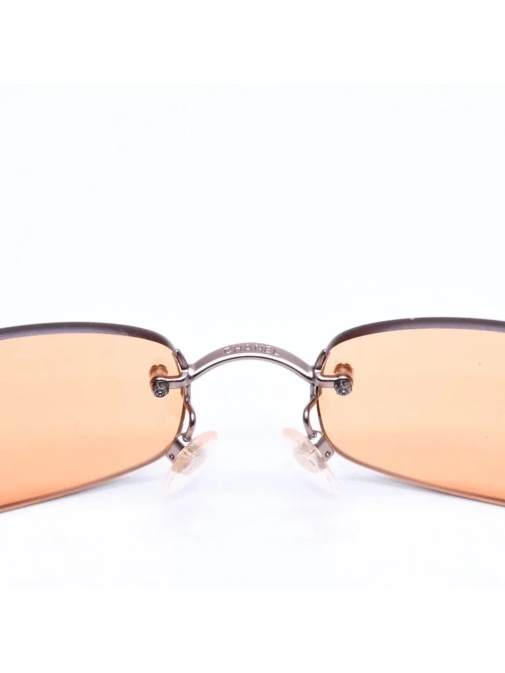 Chanel Rimless Sunglasses Side CC Logo Metal Orange 19 Eyewear